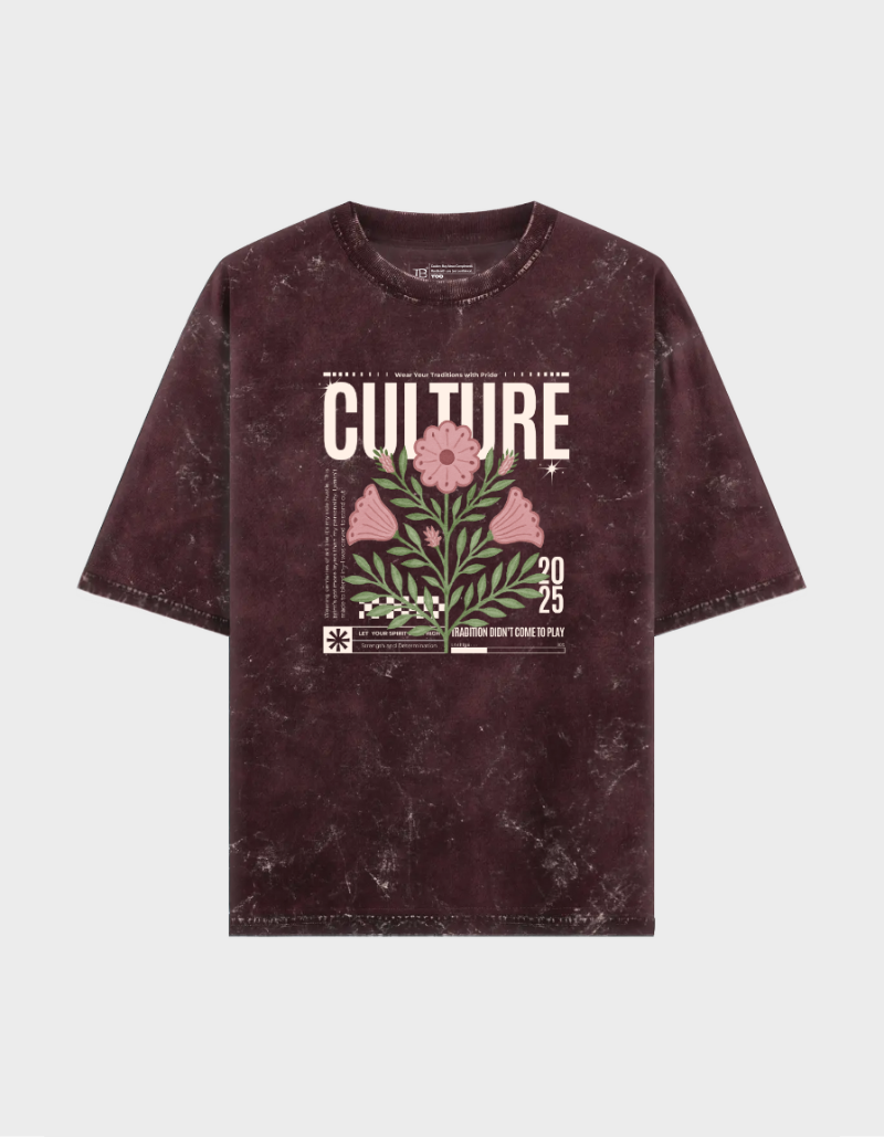 Oversized Acid Wash “Culture 2025” Graphic T-Shirt
