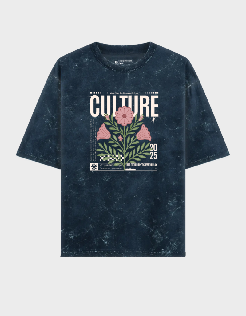 Oversized Acid Wash “Culture 2025” Graphic T-Shirt