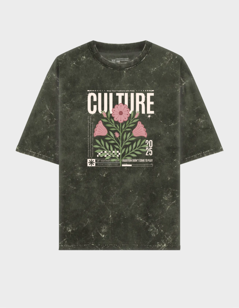 Oversized Acid Wash “Culture 2025” Graphic T-Shirt
