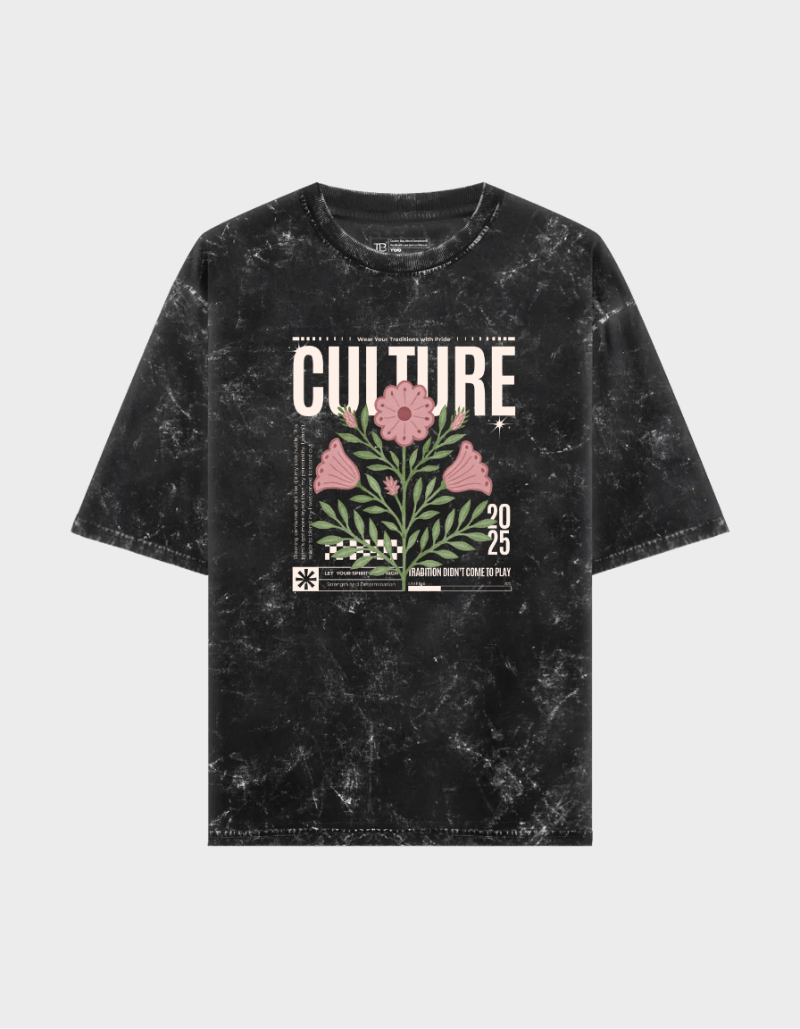 Oversized Acid Wash “Culture 2025” Graphic T-Shirt