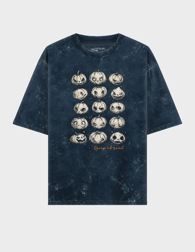 Halloween Graphic Acid wash Oversized Unisex T-shirt