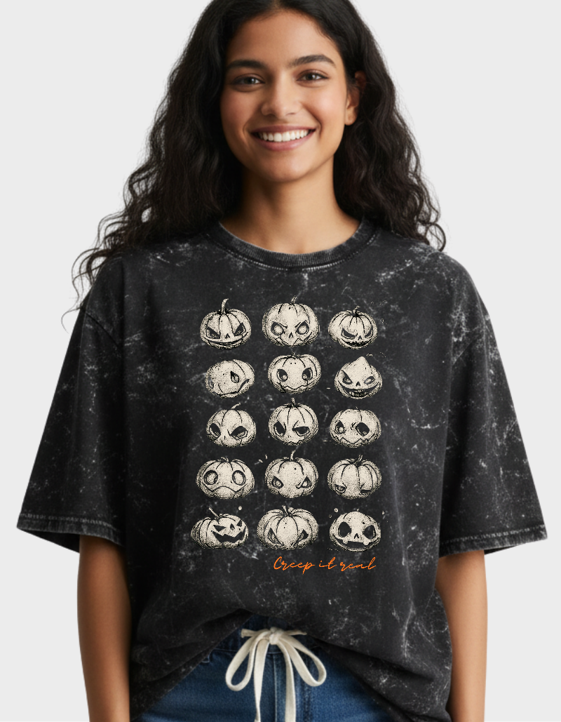 Halloween Graphic Acid wash Oversized Unisex T-shirt