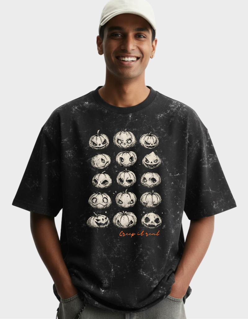 Halloween Graphic Acid wash Oversized Unisex T-shirt