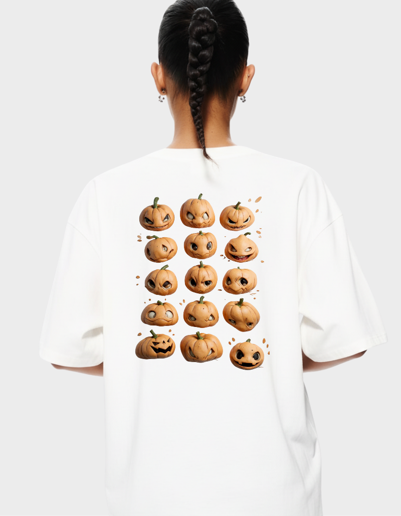 Pumpkin face Unisex Oversized T-shirt