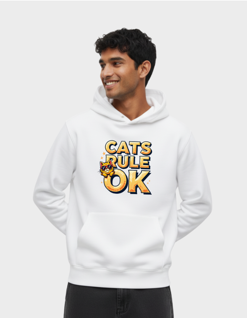 Cats Rule Unisex Brushed Fleece Hoodie