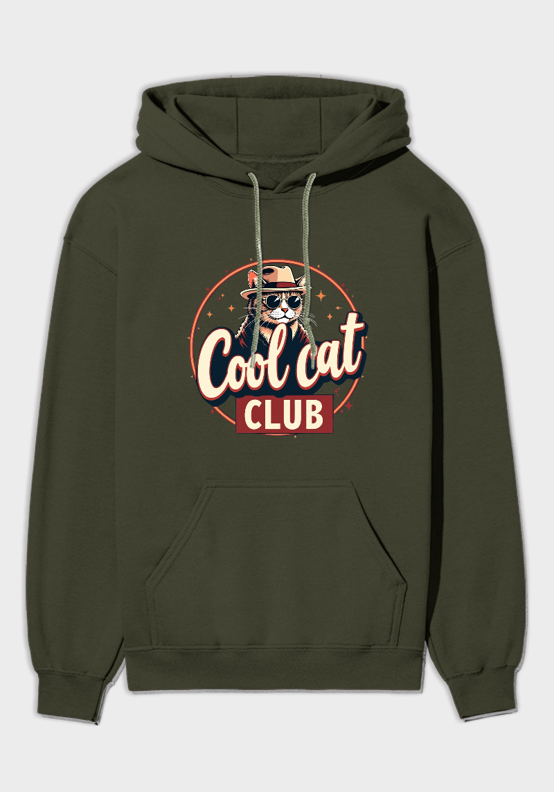 Cool Cat Club  Unisex Brushed Fleece Hoodie