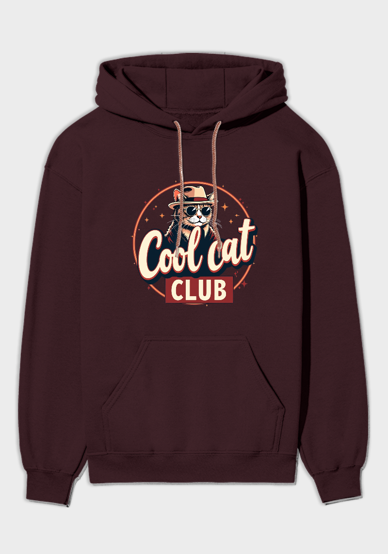 Cool Cat Club  Unisex Brushed Fleece Hoodie