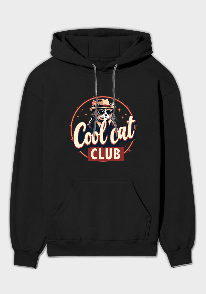 Cool Cat Club  Unisex Brushed Fleece Hoodie