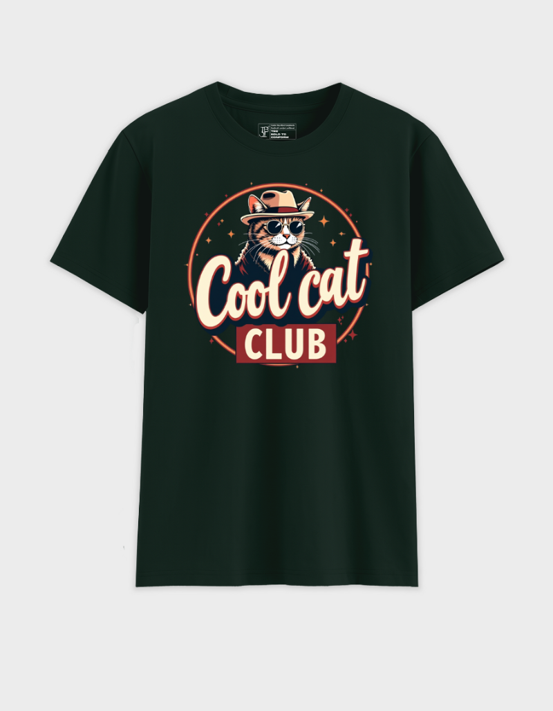 Cool Cat Club  Unisex Cotton Graphic T shirt