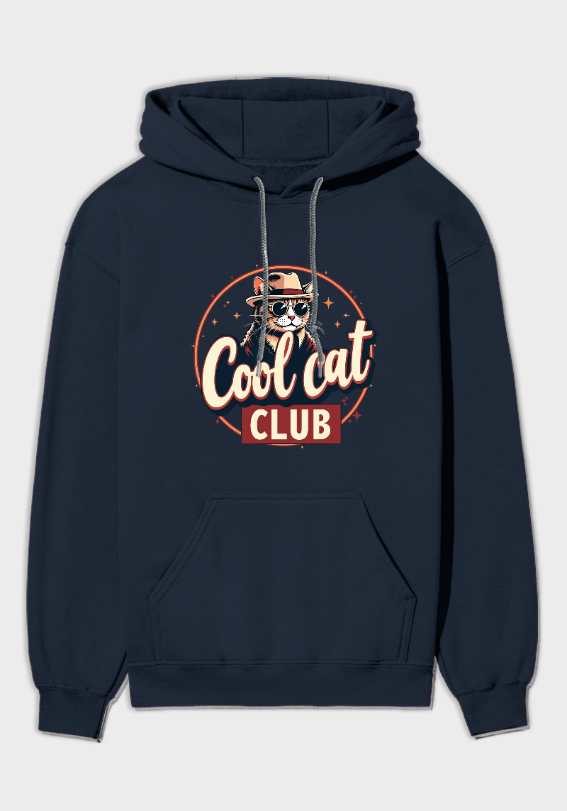 Cool Cat Club  Unisex Brushed Fleece Hoodie