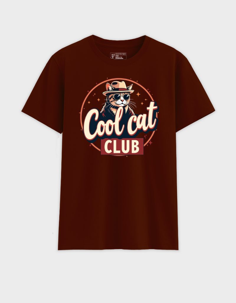 Cool Cat Club  Unisex Cotton Graphic T shirt