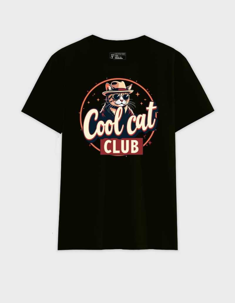 Cool Cat Club  Unisex Cotton Graphic T shirt