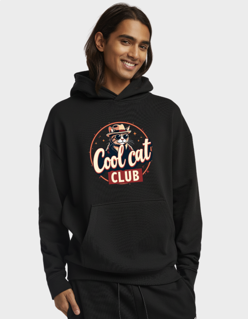Cool Cat Club  Unisex Brushed Fleece Hoodie