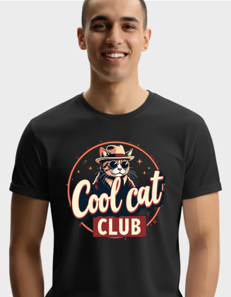 Cool Cat Club  Unisex Cotton Graphic T shirt