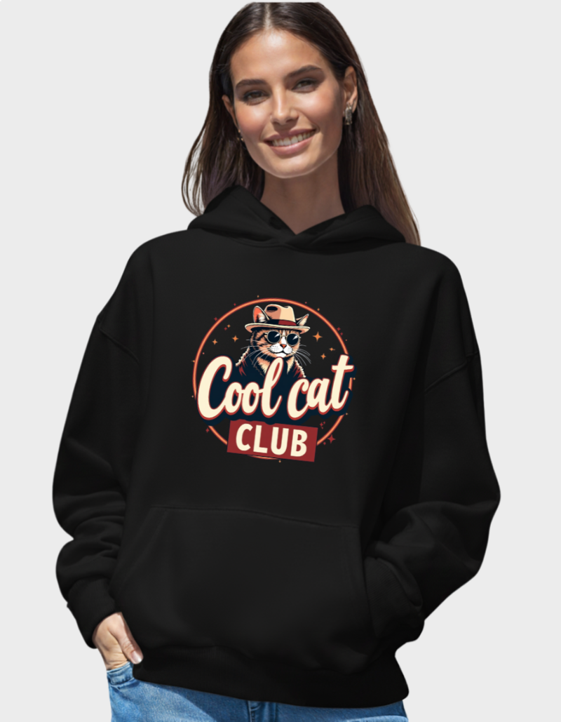 Cool Cat Club  Unisex Brushed Fleece Hoodie