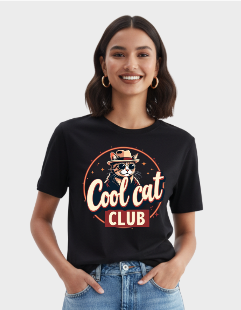 Cool Cat Club  Unisex Cotton Graphic T shirt