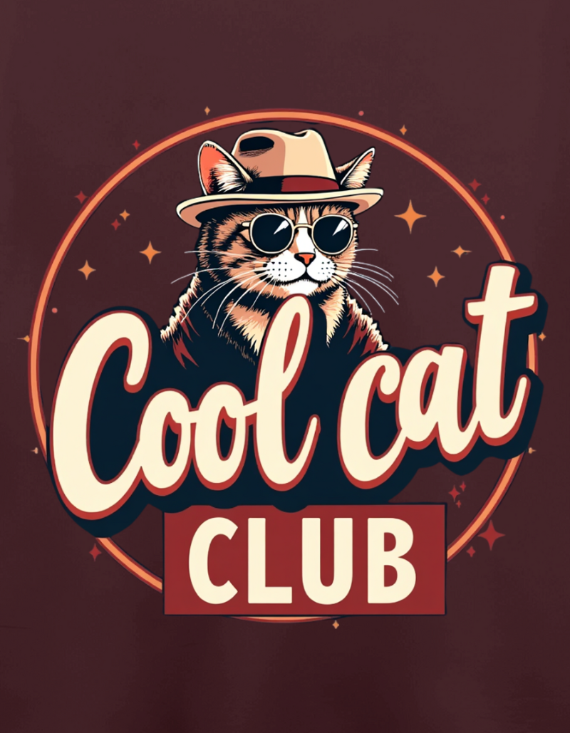 Cool Cat Club  Unisex Cotton Graphic T shirt