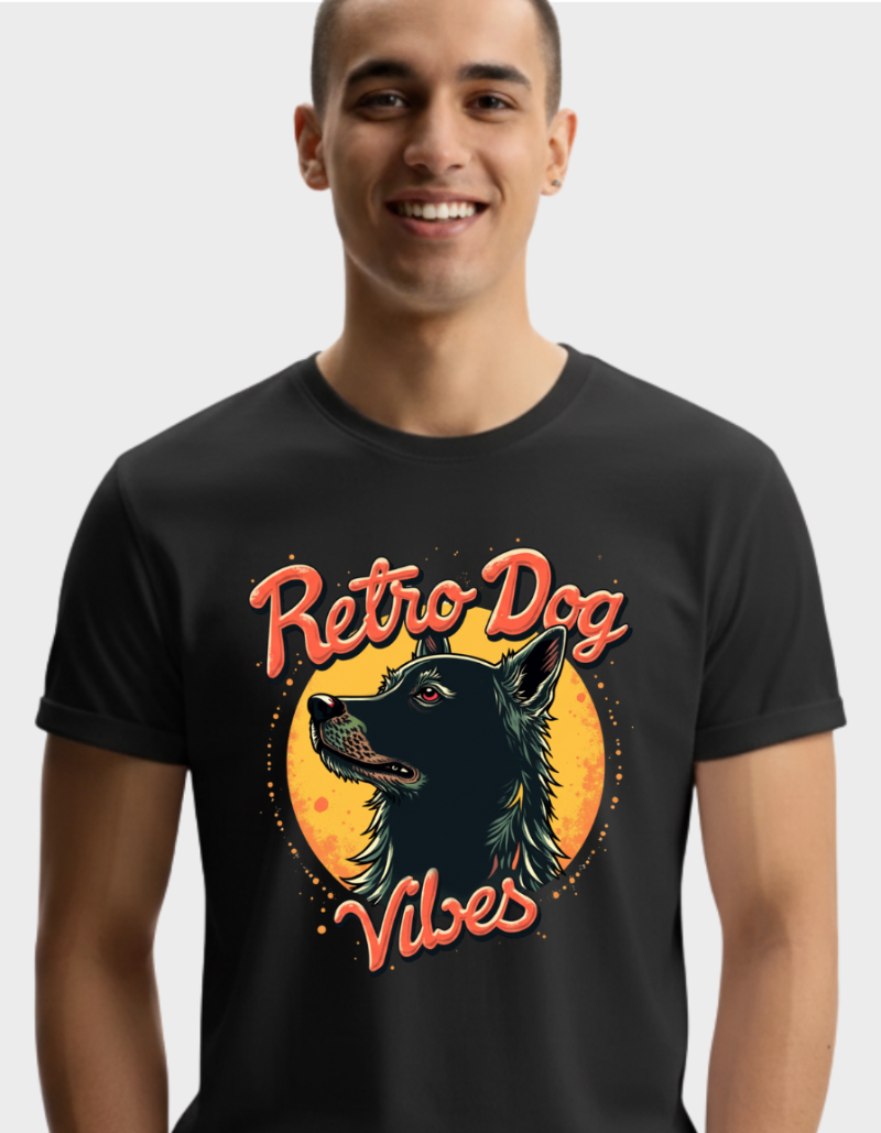 Retro Dog Unisex Cotton Graphic Tee