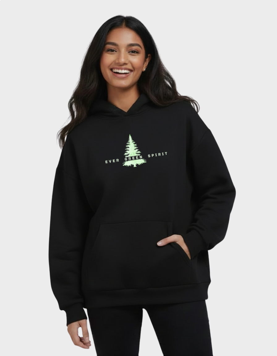 Evergreen Unisex Oversized  Brushed Fleece Hoodie