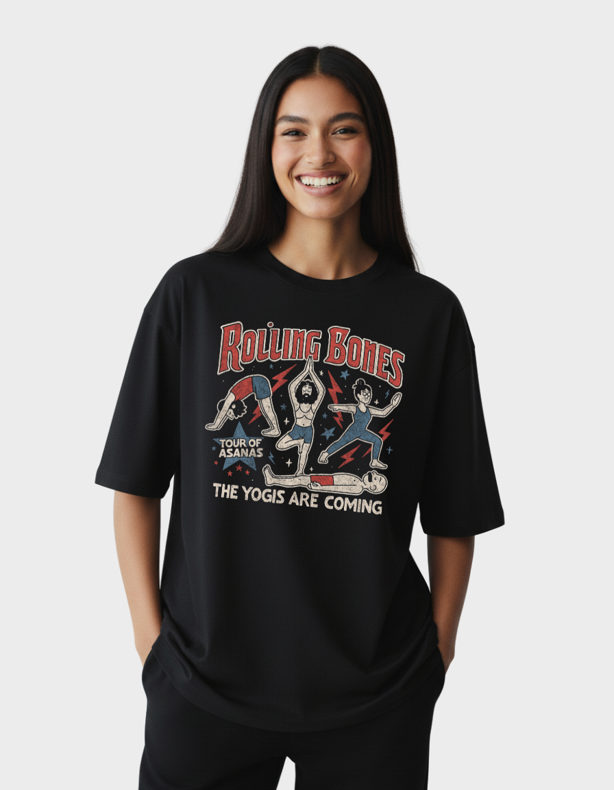 Rolling Bones Unisex Oversized  Cotton Graphic Tshirt