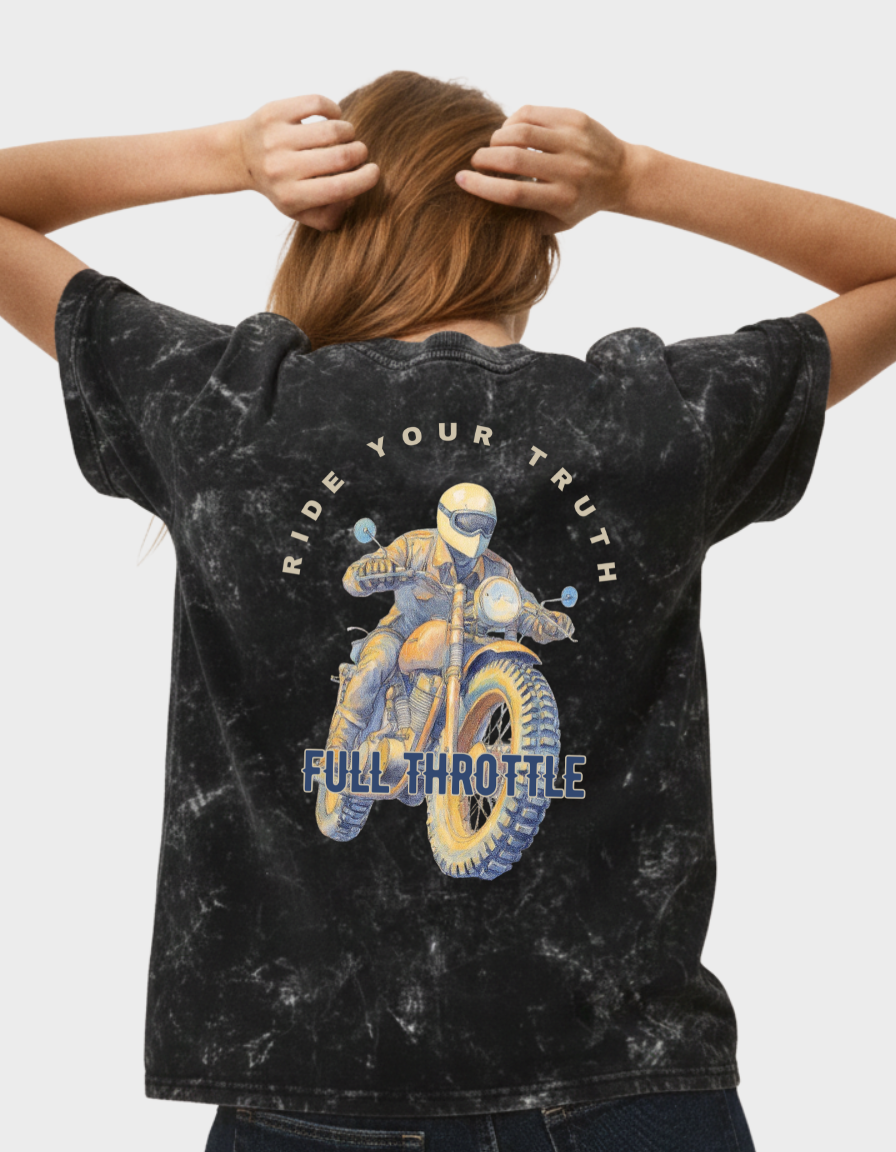 Full Throttle Unisex Acid Washed Oversized Tee