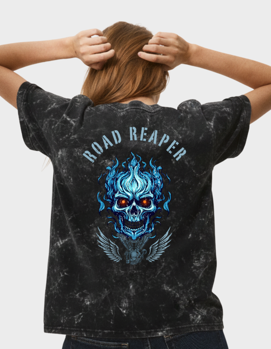Road Reaper Unisex Acid Washed Oversized Tee