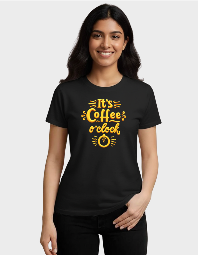 Coffee o'clock Unisex Cotton Graphic Tshirt