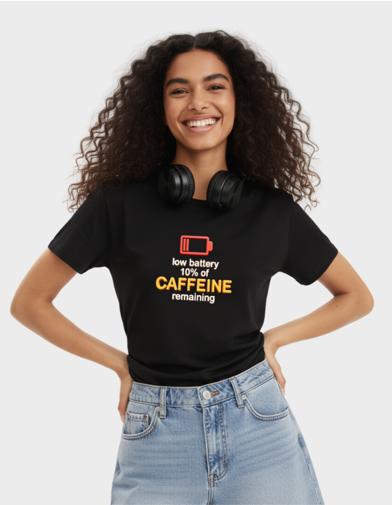 Caffeine Recharge Unisex  Cotton Graphic Tshirt