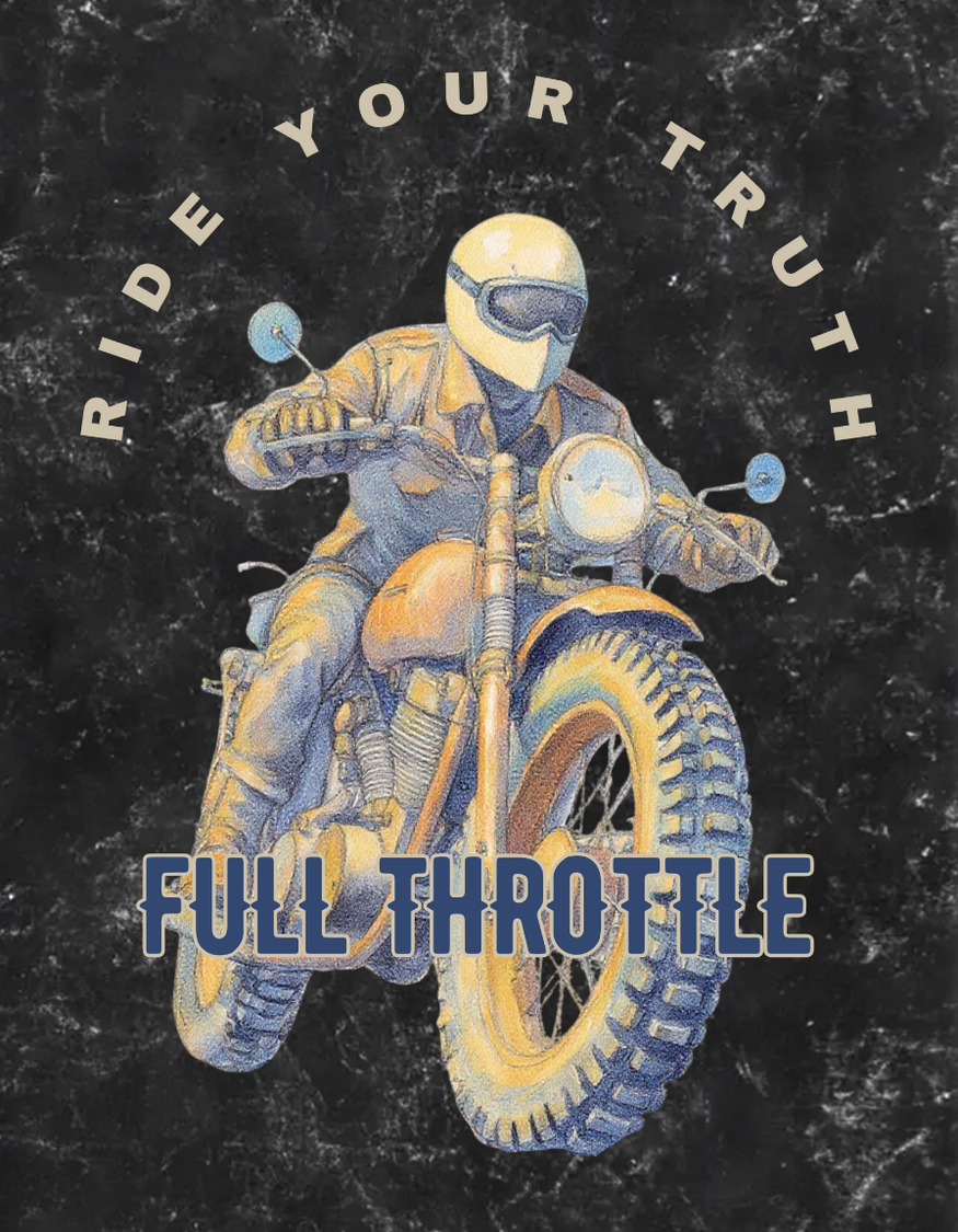 Full Throttle Unisex Acid Washed Oversized Tee artwork