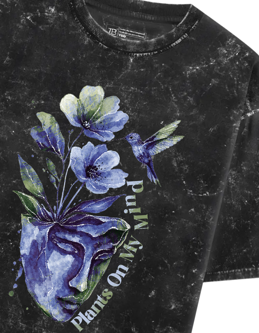 Plants on my Mind-Unisex Acid Washed Oversized Tee