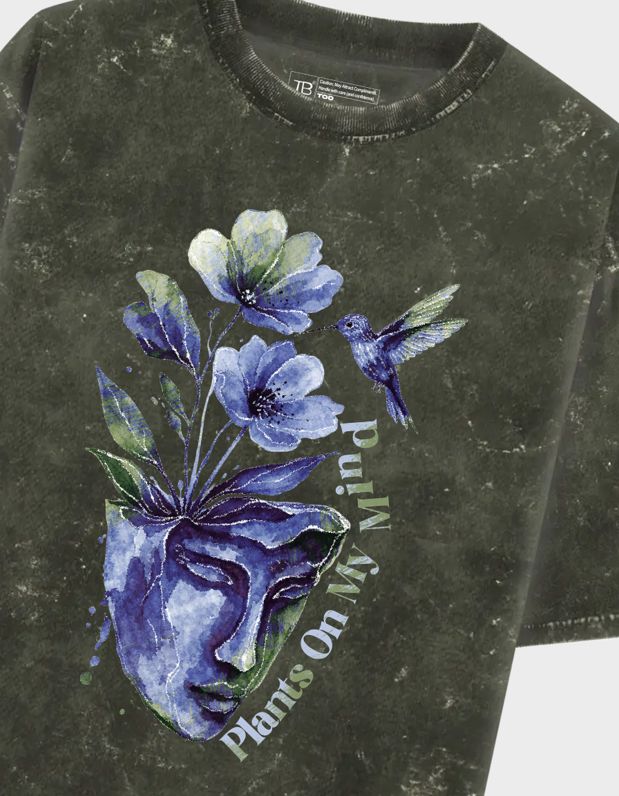 Plants on my Mind-Unisex Acid Washed Oversized Tee