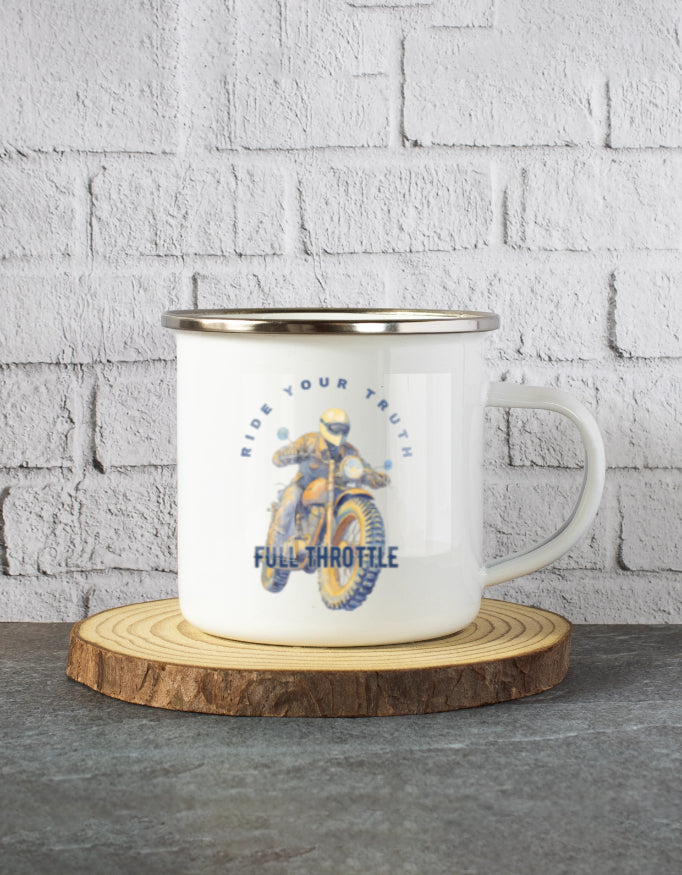 Full Throttle White Enamel Mugs