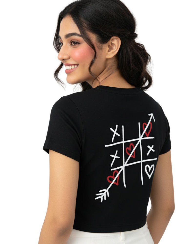 Tic Tac Toe women’s cotton crop top Valentine outfit
